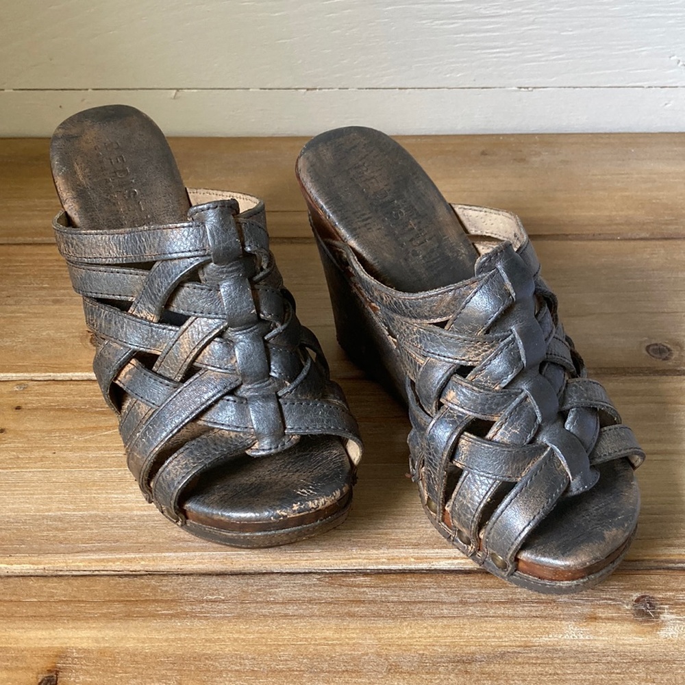 Bed Stu Silver Wedge Sandals